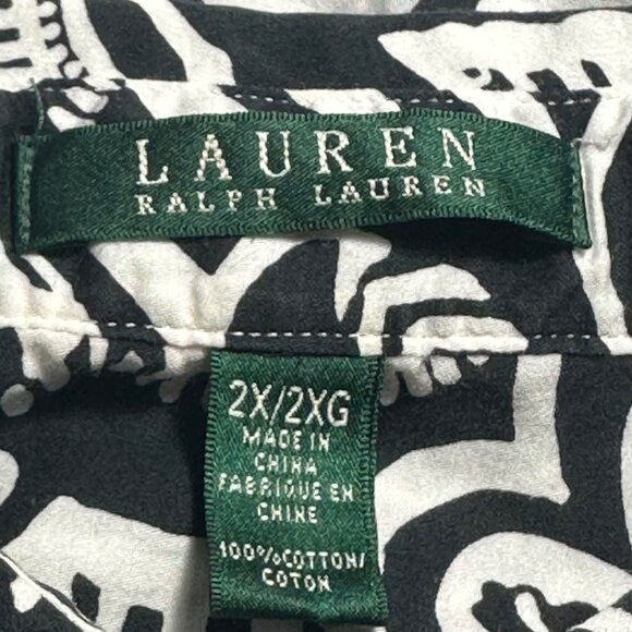Lauren Ralph Lauren Womens Artsy Floral Button Up Top Black Lightweight 2X - Picture 3 of 12
